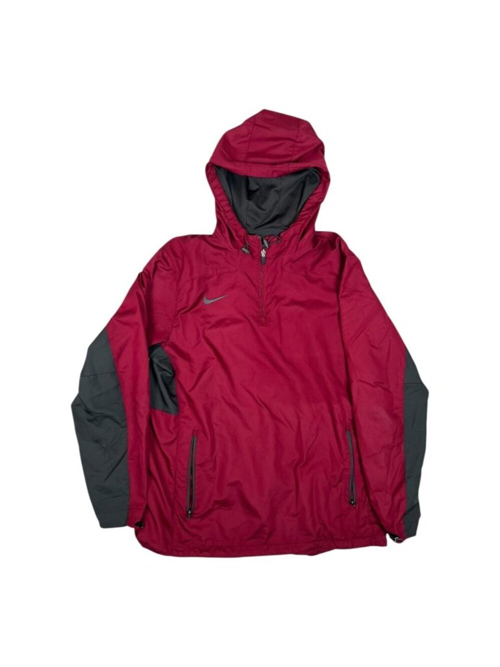 VTG Nike Jacket Mens Large Red Hooded Windbreaker Pullover 1/4 Zip Anorak Y2K